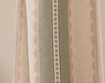 Boho Sage Green Pink Stripe Curtains, Semi Blackout Window Panels, Farmhouse Living Room Drapes, Custom Bedroom Curtain Decor, Home Styling