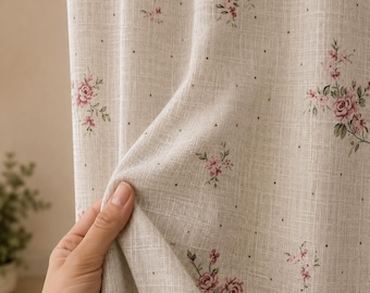 Vintage Floral Cottagecore Curtains, Rose Botanical Drapes, French Country Farmhouse Window Panels, Romantic Bedroom Living Room Decor