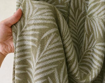 Olive Green Leaf Curtains, Botanical Window Panels, Textured Jacquard Drapes, Nature Inspired Decor, Farmhouse Bedroom Curtain, Custom Size