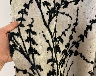 Botanical Curtains, Black Floral Drapes, Beige Linen Look Curtain, Vintage Branch Pattern Window Panels, Farmhouse Living Room Bedroom Decor