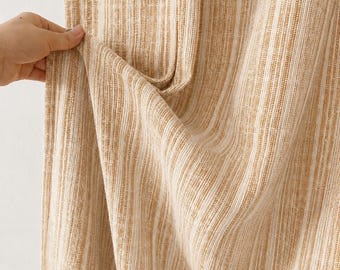 Neutral Stripe Curtains, Beige Linen Look Drapes, Minimalist Window Panels, Farmhouse Bedroom Living Room Decor, Custom Size TexturedCurtain