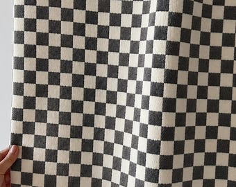 Checkerboard Curtains, Black White Checkered Drapes, Textured Window Curtain, Retro Modern Geometric Panels, Funky Bedroom Living Room Decor