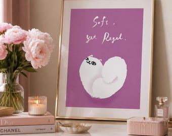 Póster de gato blanco para pared: suave pero majestuoso | Póster de gato esponjoso | Descarga digital | Regalo | Decoración para habitación infantil, sala de estar y dormitorio