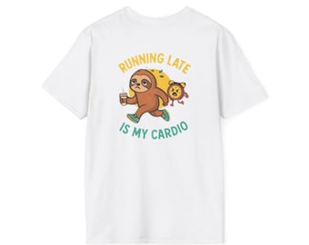 遅刻は私の有酸素運動Tシャツ | ナマケモノコーヒーおもしろグラフィックTシャツ