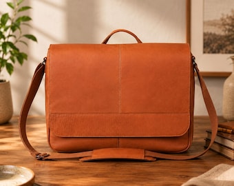 personalized leather messenger bag, laptop briefcase, handmade leather shoulder bag for men women, Satchel vintage leather bag, custom gift
