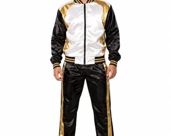 Shiny Satin Nylon Tracksuit, Retro Two-Piece Jogging Set, Custom Color Streetwear Outfit