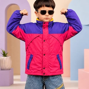 90s Color Block Coat - Etsy