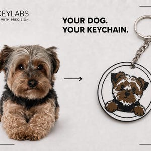 Gepersonaliseerde sleutelhanger met huisdierportret – Sleutelhanger met eigen honden- of kattenportret, 3D-geprint op basis van uw foto, veelkleurig herdenkingscadeau voor uw huisdier, cadeau voor hondenmoeder