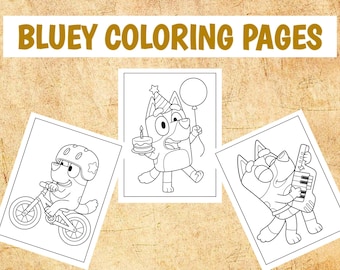 Mega Bluey Coloring Pages Pack | 27 Printable Activity Sheets | Instant Download PDF