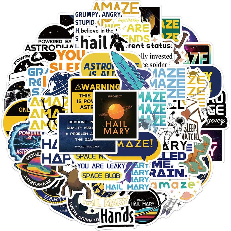 50PCS Project Hail Mary Sticker Pack, Space Stickers, Sci Fi Stickers, Quote Stickers, Bookish Stickers for Luggage, Phone Case, Laptop image 5