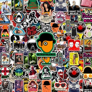 50PCS Classic Movie Sticker Pack, Retro Film Stickers, Horror Sci-Fi Cinema Stickers for Laptops, Skateboards, Phones, Journals