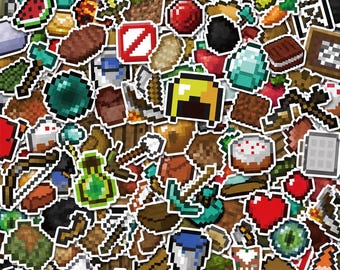 70PCS Pixel Game Items Sticker Pack, Gaming Stickers, Cute Stickers, Retro Stickers, Pixel Stickers for Laptop, Skateboard, Water Bottle