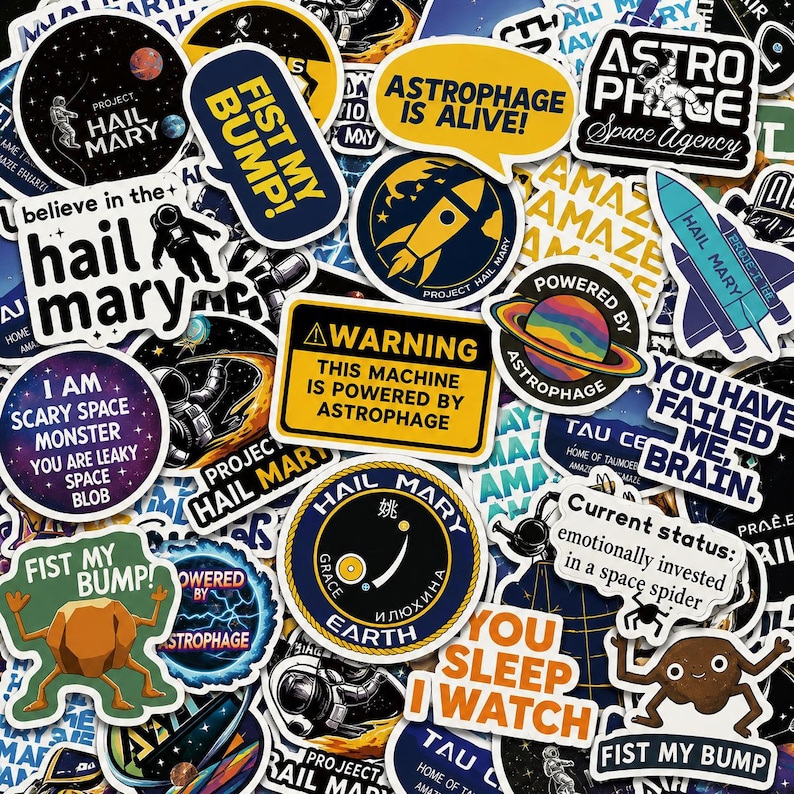 50PCS Project Hail Mary Sticker Pack, Space Stickers, Sci Fi Stickers, Quote Stickers, Bookish Stickers for Luggage, Phone Case, Laptop image 1