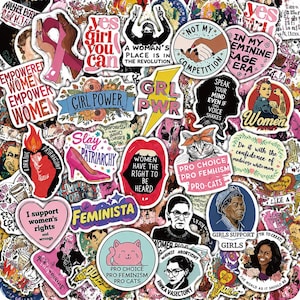 50PCS Feminist Girl Power Sticker Pack, Feminist Stickers, Girly Stickers, Pride Stickers, Positive Stickers for Laptops, Journals, Students