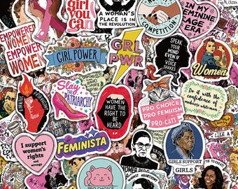 Zestaw 50 naklejek „Feminist Girl Power”, naklejki feministyczne, dziewczęce, naklejki z motywem dumy, pozytywne naklejki na laptopy, dzienniki, dla uczniów
