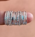 Set of 12 Sterling Silver Stackable Rings | Minimalist Boho Knuckle Bands
