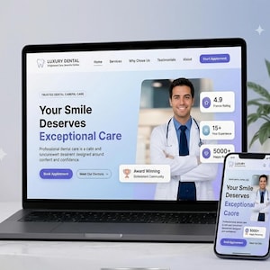 Webbmall för tandklinik | Tandläkare HTML CSS | Lyxig läkarmottagningswebbplats | Mobilanpassad | Direktnedladdning