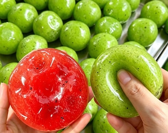 Glossy Vaseline Jelly Squeeze Sphere Fidget Toy,Fruit Seed Transparent Squishy Ball,Squeeze Ball Fidget Toy,Vaseline Slime Stress Fidget Toy