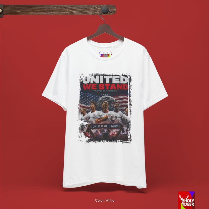 This FIFA 2026 apparel in black presents a professional and passionate look for American soccer fans. HolyDeer emphasizes identity-driven design in this football spirit tee for the modern fan wardrobe.