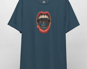 Vinyl Record Tee - Retro Turntable Surreal Music T-Shirt - Audiophile Graphic Top - Deep Teal Aesthetic Psychedelic Music Shirt by HolyDeer