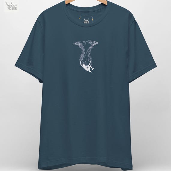 Deep Ocean Tee - Falling in Water Minimalist T-Shirt - Surreal Drowning Top Deep Teal Aesthetic Underwater Abstract Floating Shirt HolyDeer