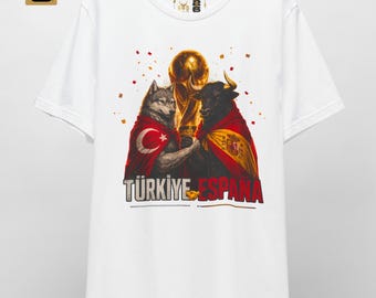 World Cup 2026 Shirt - Turkey Spain Friendship Unisex Tee - Camiseta Espana 2026 - Turkiye Dünya Kupası - Spanish Bull & Turkish Wolf Top