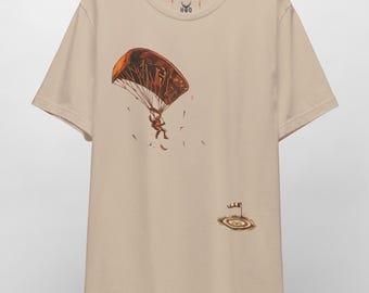 Paragliding Shirt - Skydiver Parachute Graphic Tee - Extreme Sports Vintage Top - White Minimalist Creative Artist Wear by HolyDeer