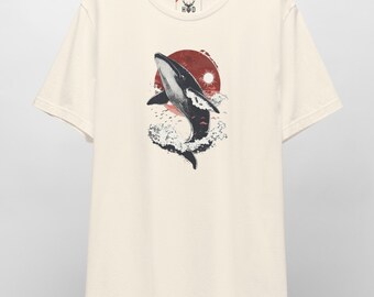 Kanagawa Wave Tee - Japanese Whale Ukiyo-e Graphic T-Shirt - Rising Sun Retro Japanese Art - Cream Aesthetic Japan Graphic Shirt by HolyDeer
