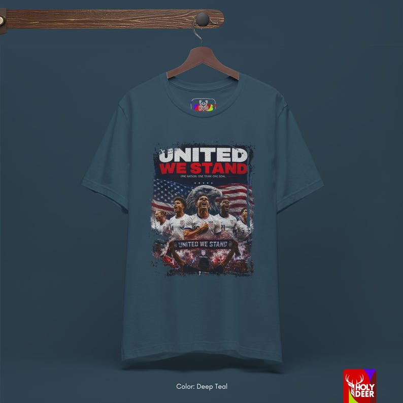 Studio shot of the black world cup 2026 tee featuring professional lighting to highlight its appeal to the 18 to 35 demographic. HolyDeer focuses on premium American soccer art for the FIFA 2026 collection.