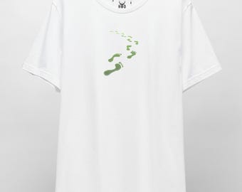 Green Steps Shirt - Eco Friendly Tee - Nature Walk Apparel - Save The Planet Top - Sustainability Shirt - Leaf Footprints- Boutique HolyDeer