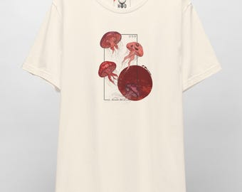 Jellyfish T-Shirt - Japanese Aesthetic Ukiyo-e Graphic - Rising Sun Retro Japanese Art - Cream Aesthetic Japan Graphic Shirt by HolyDeer