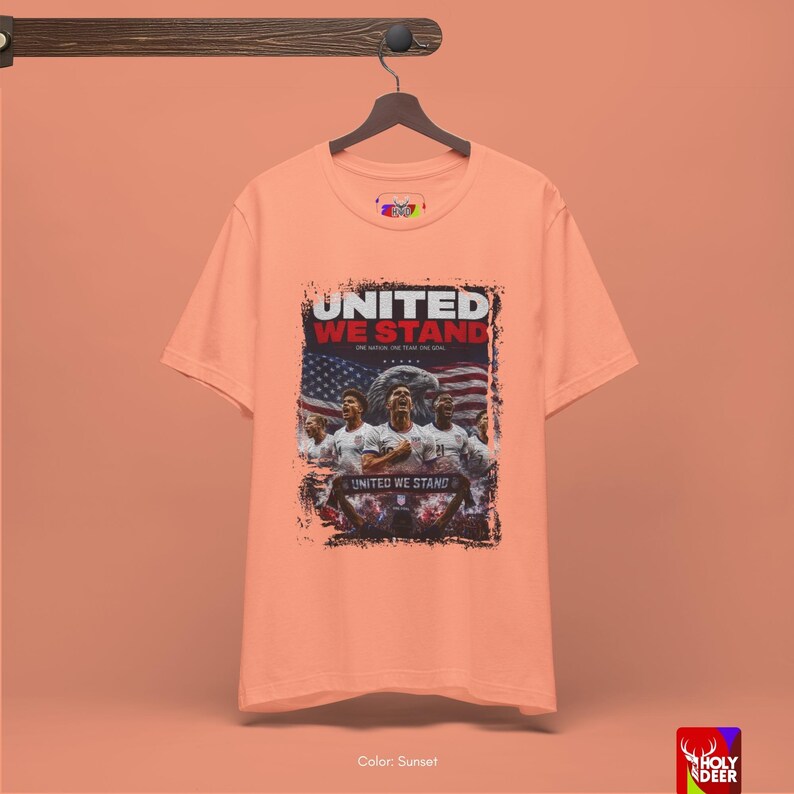 Detailed texture shot of the black cotton fabric on this USA fan gift tee showing the high-end finish. The patriotic typography icons are perfectly placed for a modern streetwear look at HolyDeer.