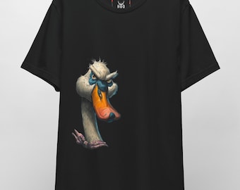 Grumpy Duck Shirt - Angry Goose Moody Animal Tee - Asymmetric Quirky Streetwear Top - Black Indie Designer Wear by HolyDeer