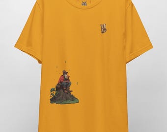 Storyteller Tee - Fantasy Traveler Wanderer Graphic T-Shirt - Ancient Scroll Art - Natural Cream Aesthetic Mystic Scholar Shirt by HolyDeer