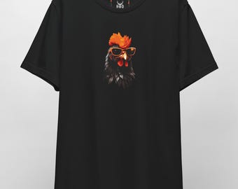 Cool Rooster Tee - Funny Rooster Shirt with Sunglasses - Badass Rooster Top - Black Aesthetic Edgy Animal Streetwear Graphic Shirt HolyDeer