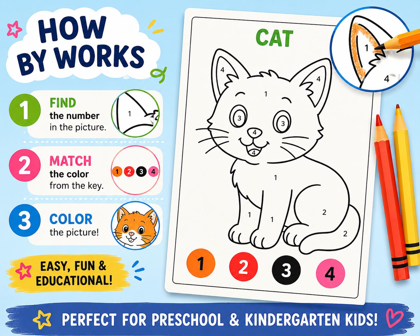 Color by Number Animals Printable Activity Pack | Kids Preschool ...
