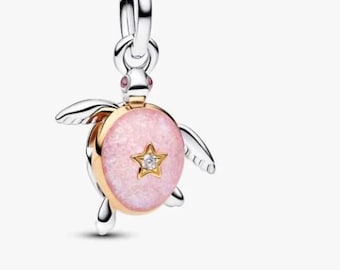 S925 Sterling Silver Pink Sea Turtle Charm fits Pandora bracelet - BUY 3 GET 55% OFF