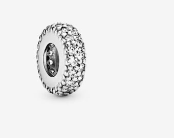 S925 Sterling Silver Clear Sparkle Spacer Charm fits Pandora bracelet - BUY 3 GET 55% OFF