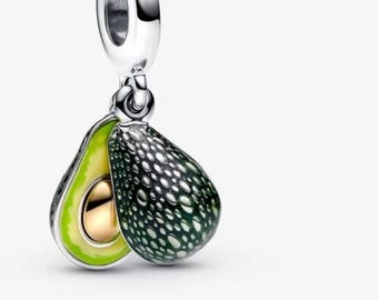 S925 Sterling Silver Avocado Double Dangle Charm fits Pandora bracelet - BUY 3 GET 55% OFF