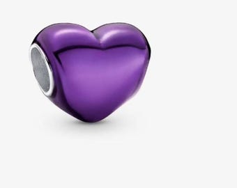 S925 Sterling Silver Purple Heart Charm fits Pandora bracelet - BUY 3 GET 55% OFF
