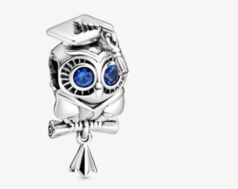 S925 Sterling Silver Wise Owl Graduation Charm fits Pandora bracelet - BUY 3 GET 55% OFF