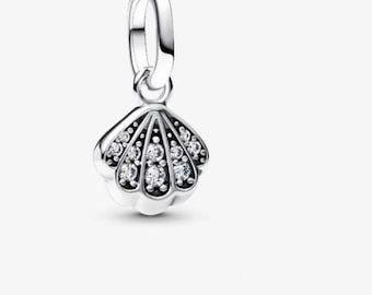 S925 Sterling Silver Sparkling Shell Mini Dangle Charm fits Pandora bracelet - BUY 3 GET 55% OFF