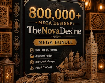 Paquete con más de 800.000 diseños cortados con láser, decoración del hogar, manualidades infantiles y patrones de madera en 3D (descarga digital).