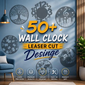 50+ Laser Cut Wanduhr Bundle SVG Holzuhr SVG-Dateien Mandala Holzwanduhr: Laser geschnitten Wohnkultur digitaler Download