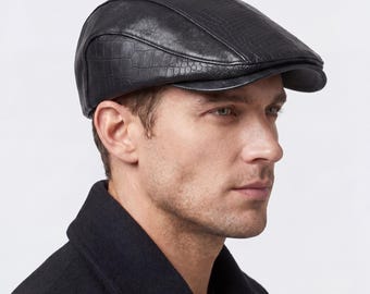 Leather Vintage Beret Style Flat Cap | Unisex Casual Hat | British Inspired Classic Wear