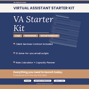 Virtual Assistant Bundle | VA Contract | Email Scripts | Rate Calculator | VA Business Kit | Instant Download
