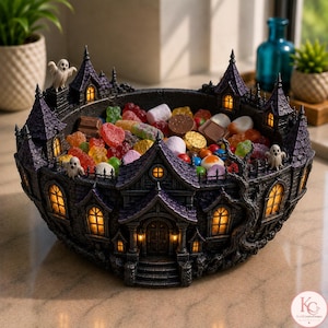Halloween haunted house candy dish digital STL 3MF model