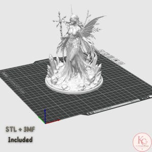 Enchanted winter fairy digital STL model for painting and display.