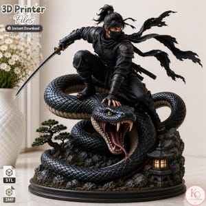 Ninja Snake Warrior STL & 3MF-fil – 3D-utskrivbar fantasiormfigur