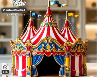 Fantasy Circus Tent STL, Carnival Pavilion Miniature, STL 3MF Digital Download
